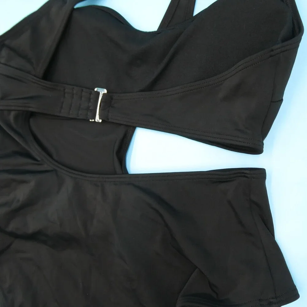 Adore Me Medium Black Single Shoulder Double Strap Cutout One Piece Swimsuit New